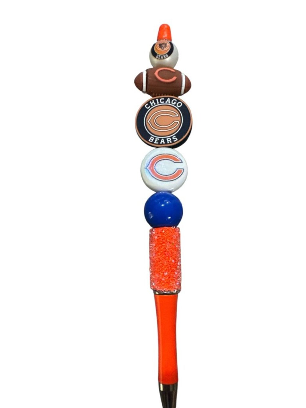 Chicago Bears Beaded Pen With Team Logo & Football-Themed Design Blue & Orange C
